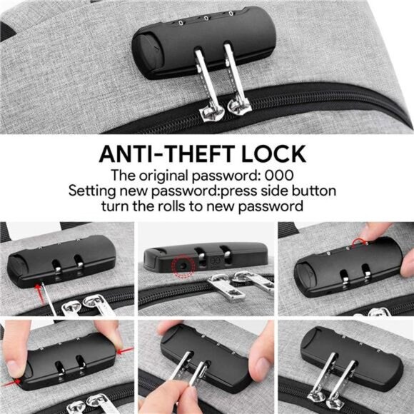 Travel Laptop Backpack,17.3 inch Anti Theft Business Laptop Backpack with USB - Picture 4 of 6